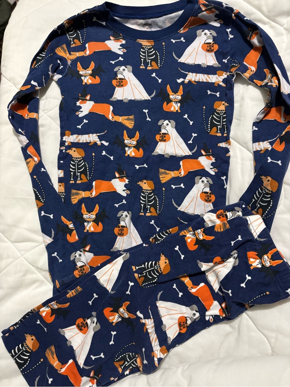 Gymboree Navy Blue Halloween Dog Print Pajama Set